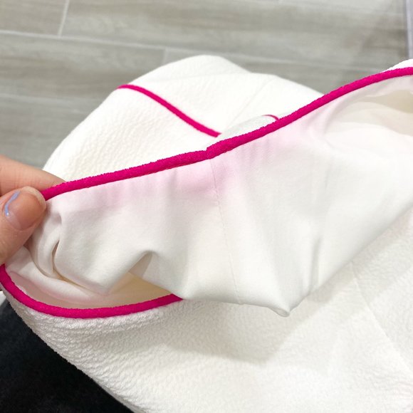 Black Halo Puma Sleeveless Sheath Dress Pebble Crepe White Sugar/Pink Size 8 - Picture 16 of 16